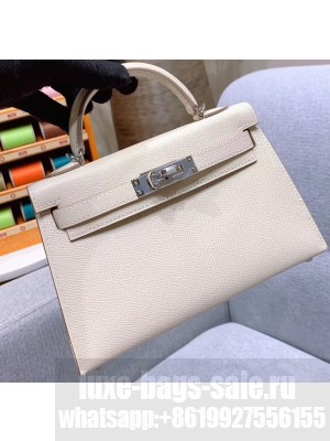 Hermes Mini Kelly II Bag in Original Epsom Leather White