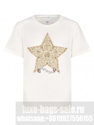 Christian Dior Women's Embroidered T-Shirt Yellow