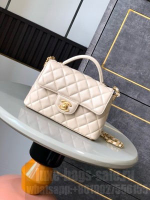 Chanel SMALL FLAP BAG WITH TOP HANDLE AS5355 Cream