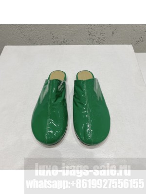 BOTTEGA VENETA Patent Leather Flat Mules Green 2022 Collection