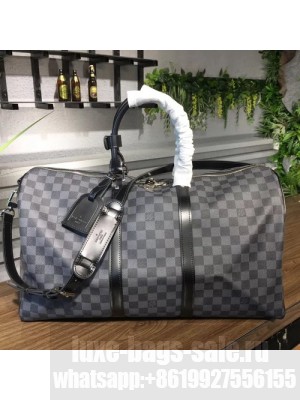 Louis Vuitton Keepall 50 Bandouliere Duffle Bag Damier Graphite Canvas Fall/Winter 2017 Collection N41416, Graphite