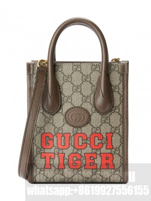 Gucci Tiger GG Mini Tote Bag 671623 Dark Coffee