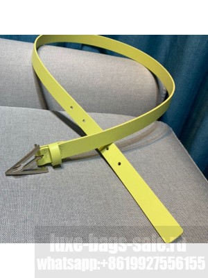Bottega Veneta Calfskin Belt 2cm with Triangular Buckle Yellow/Silver  2021 Collection
