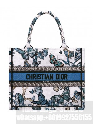 Christian Dior Small Dior Book Tote Blue