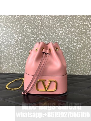 VALENTINO VLOGO SIGNATURE Lambskin Mini Bucket Bag FI16 pink