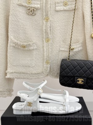 Chanel Calfskin Flat Sandals White 2025