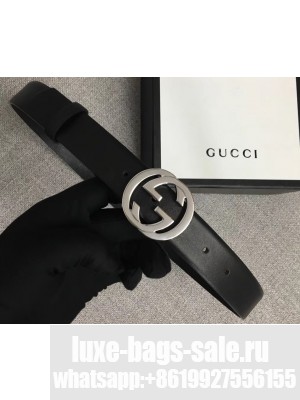 Gucci Width 3cm Leather Belt Black With Interlocking G Buckle