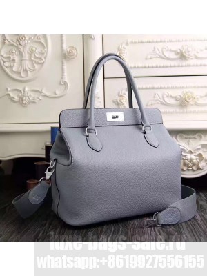 Hermes Original Togo Leather Toolbox Tote Bag Pale Blue