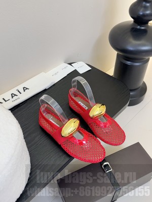 Alaïa JEWEL BALLET FLATS IN FISHNET RED