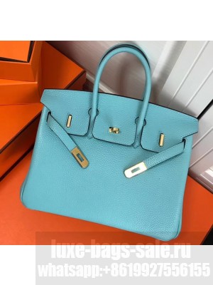 Hermes Birkin 25cm Bag Macaron Blue in Togo Leather With Gold Hardware