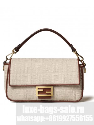 Fendi Baguette Bag In Sardinian jacquard 8BR600 Apricot
