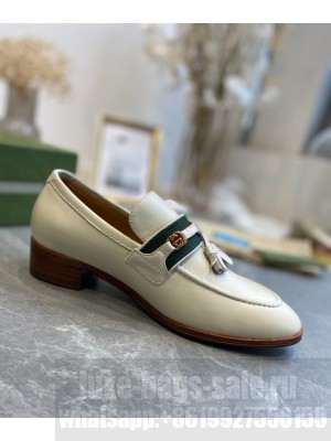 GUCCI                                                                                        Loafer with Web and Interlocking G White