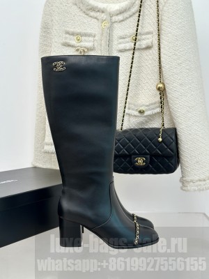 Chanel Women's Heel 7cm Calfskin G45977 High Boots 01 