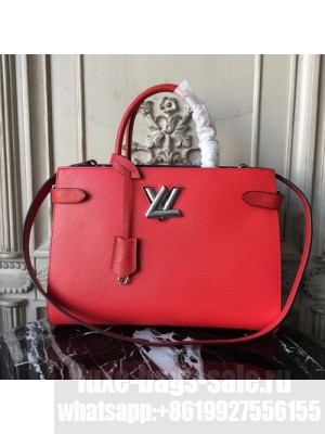 Louis Vuitton Twist Tote 31cm Bag Epi/Cuir Ecume Canvas Fall/Winter 2017 Collection M54811, Coquelicot