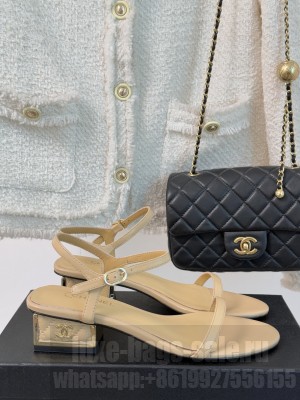 Chanel lambskin sandals with cc logo heel 05