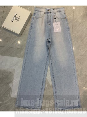 Chanel Women's Wide-leg Jeans Blue