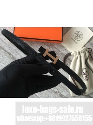 Hermes Width 1.3cm Reversible Leather Constance H Buckle Belt Black/Pink Gold