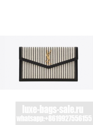 SAINT LAURENT UPTOWN POUCH IN CANVAS AND SMOOTH LEATHER 565739 CREAM ET NOIR