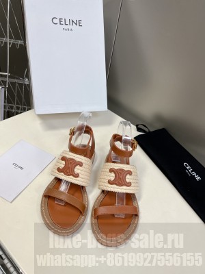 CELIE FLAT SANDALS IN RAFFIA & CALFSKIN 08