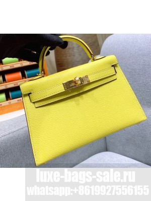 Hermes Mini Kelly II Bag in Original Chevre Leather Yellow