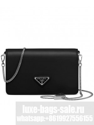 Prada Brushed Leather Shoulder Bag 1BD307 Black