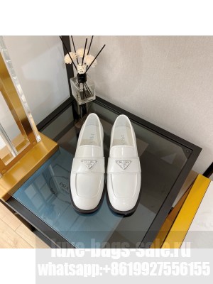 Prada brushed leather Loafers white