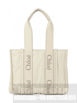 Chloe Medium Woody Tote Bag Cream