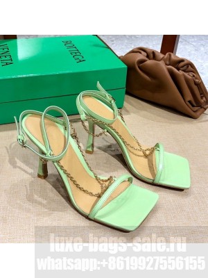 Bottega Veneta Stretch Lambskin Chain Sandals 9cm Green  2021 Collection
