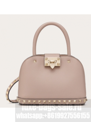 VALENTINO ROCKSTUD small grained calfskin handbag WB0Q69 gray