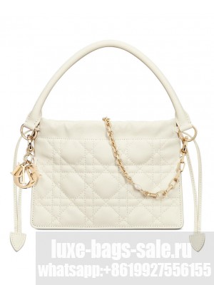 Dior Lady Dior Top Handle Drawstring Mini Bag S0981 Cream