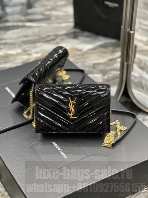 SAINT LAUREN PATENT LEATHER BAG 393953 BLACK