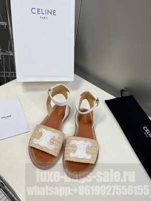 CELIE FLAT SANDALS IN RAFFIA & CALFSKIN 06