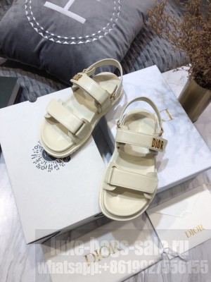Dior DiorAct Calfskin Flat Strap Sandals White 2021 Collection 