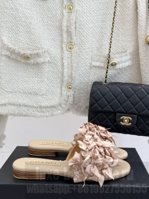 Chanel Mules Suede Kidskin & Strass G46231 Beige