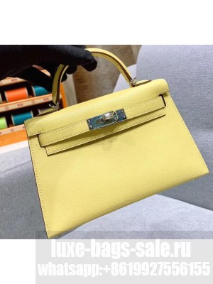 Hermes Mini Kelly II Bag in Original Chevre Leather Light Yellow