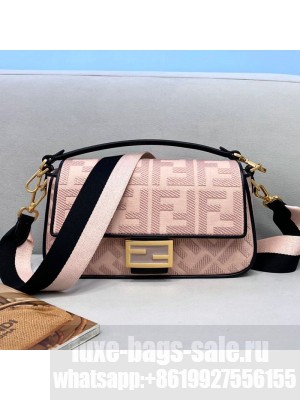 Fendi Baguette Medium FF Embroidered Bag Pink 2021 Collection