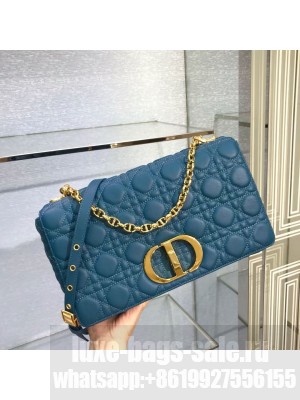 LARGE DIOR CARO BAG Soft Cannage Calfskin M9243U blue