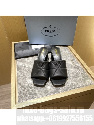 Prada Quilted leather 65 mm Block-Heel slides sandals Mule 2022 Collection 06