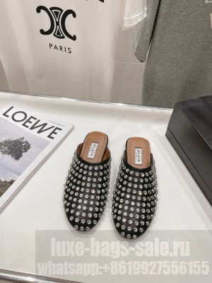 Alaïa FLATS IN STRASS LAMBSKIN MULE BLACK