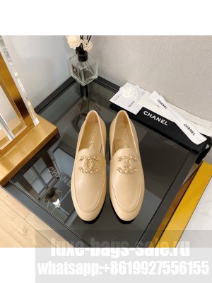 Chanel Lambskin Loafers with Chain CC G39438 Beige 