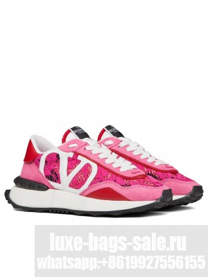 Valentino Women's Lace And Mesh Lacerunner Sneaker Pink