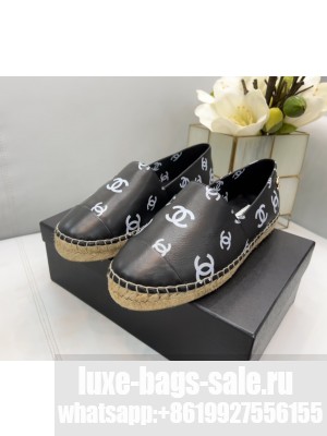 Chanel CC Printed Lambskin Espadrilles G38628 Black 2022 Collection