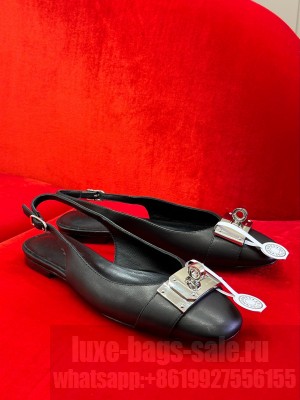Hermes Innocente Slingback flat in goatskin black