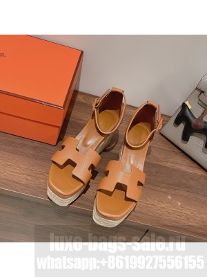 HERMES HEEL 8.5CM PLATFORM 5CM ELDA WEDGE ESPADRILLES 06