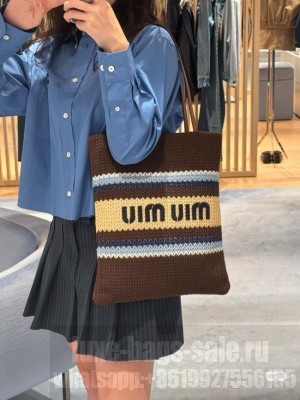 miumiu Raffia effect woven tote bag 5BG248-5