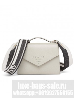 Prada Monochrome Saffiano And Leather Bag Cream