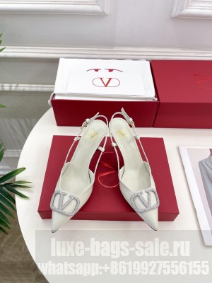 Valentino Garavani Slingback Pump in White Calfskin leather with VLogo Signature embellishment 80mm 2025