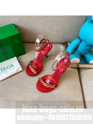 Bottega Veneta Dot Leather Chain Sandals 9cm Red 2021 Collection
