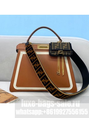 Fendi Peekaboo ISeeU Medium Bag in Embroidered Brown Leather  2021 Collection