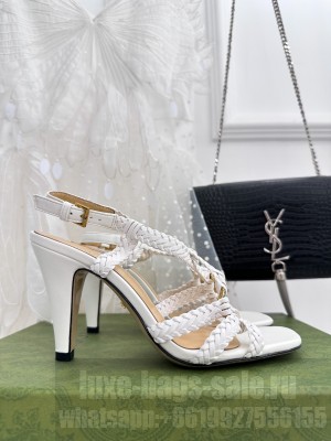 GUCCI WOMEN'S CRYSTAL INTERLOCKING G SANDAL WHITE